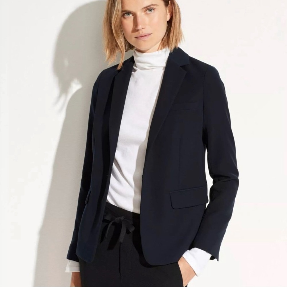 NWOT VINCE Matching Suit Set Crepe Blazer & Cigarette Pants | Navy | 2